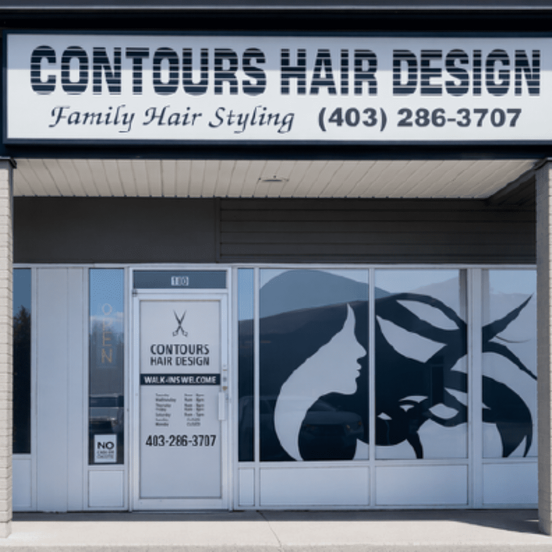 contours hair design calgary front signage